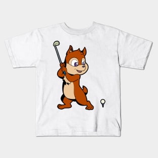 Cartoon chipmunk plays golf - golfer Kids T-Shirt